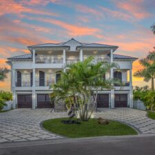 large house with sunset background