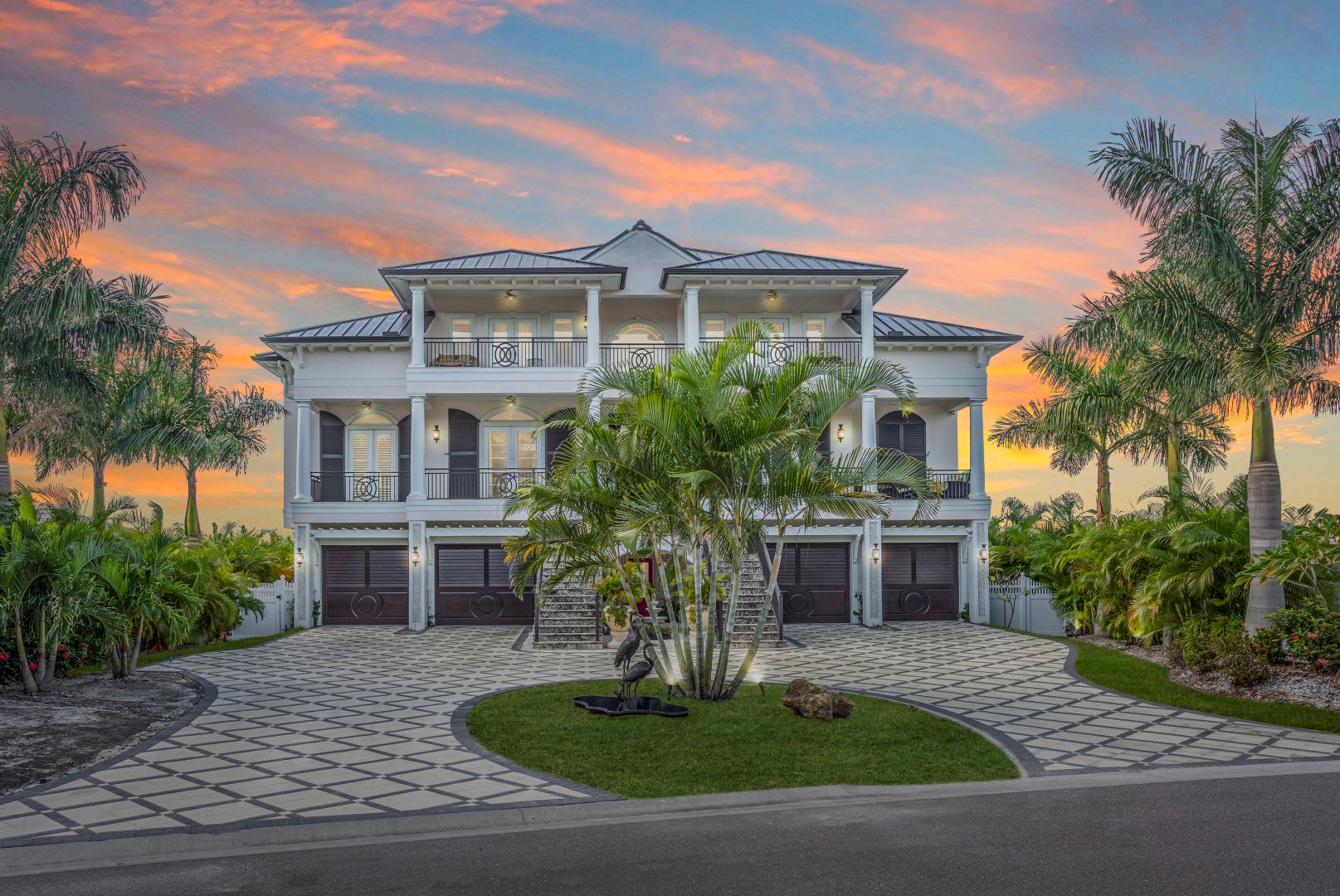 large house with sunset background